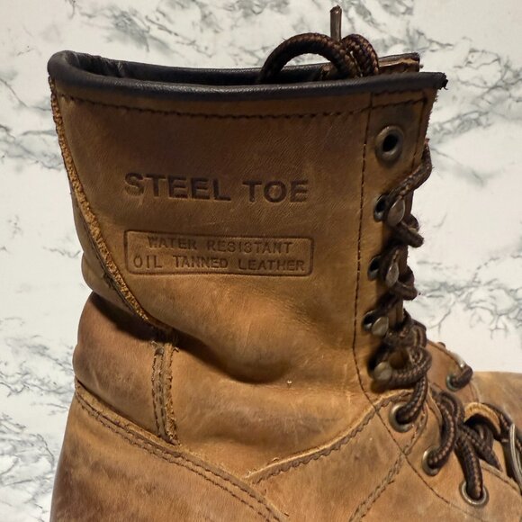 Ad Tec Women 8.5 Logger Boots Steel Toe Work Combat Shoe Leather Calf Lace Up - Picture 2 of 7